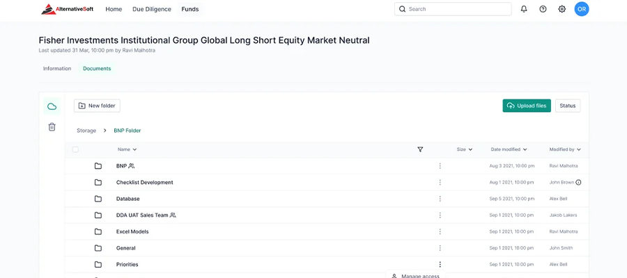 Sharable Due Diligence Reports Across AlternativeSoft
